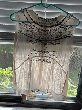 Marc Jacobs 2009 Vintage Tulle & Pearl Sleeveless Blouse Size 8
